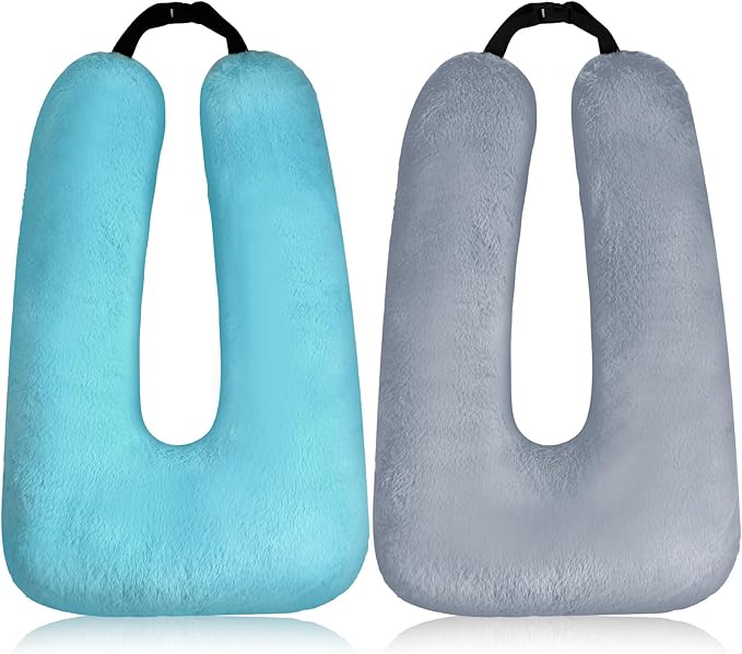 Barydat 2 Pcs Car Travel Pillow for The Back Seat 28 x 18 in Sleeping Reading Pillows for Long Distance Travel Car Cushion for Kids Adults Head and Body Support U Shaped Pad for Travel(Gray, Green)