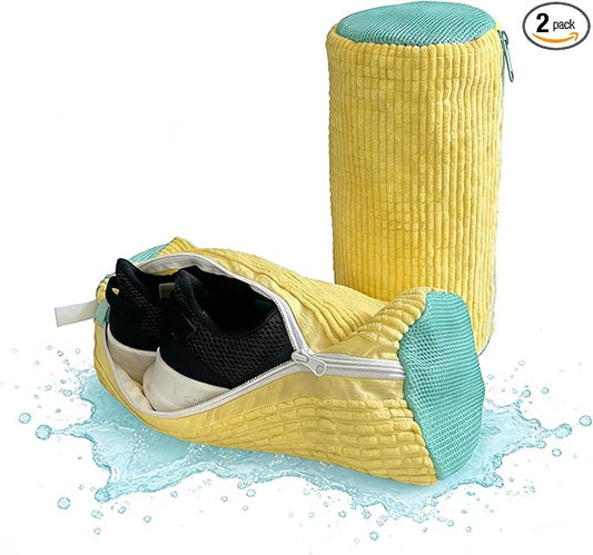 Shoe washing Machine Bag 2 Pack for Washer and Dryer reusable 360° deep cleaning Laundry Bag sneaker with zipper, oversized fit all shoe types, durable microfiber Protection