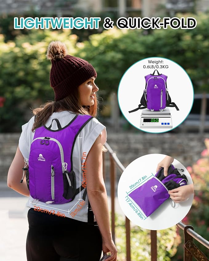 Small Hiking Backpack with Front Phone Holder, Packable Back pack with Chest and Waist Strap, Lightweight Daypack for Women Men