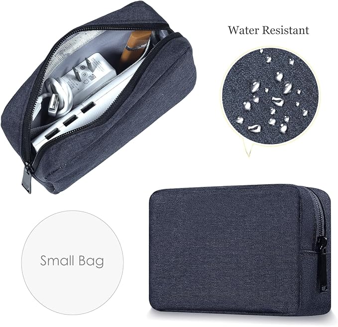 Electronic Organizer Accessory Pouch, Travel Electronic Accessories Storage Case Cable Organizer Bag for MacBook Charger, Power Bank, Hard Drive, Cords, Laptop Mouse (Small+Big, Navy Blue)