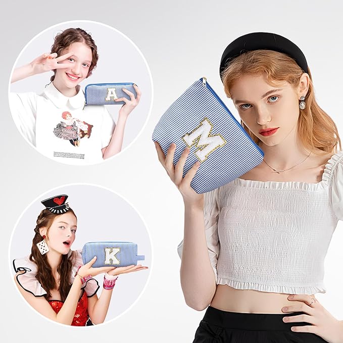 YOOLIFE Personalized Gifts for Women, Make Up Bag Initial Makeup Bag Cute Makeup Bag Beauty Bag Unique Mothers Day Valentine'S Day Christmas Gifts Girlfriend Wife Sister Gifts for Her Women G