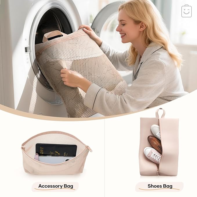 Veken 11 Set Compression Packing Cubes for Travel Essentials,Compressible Expandable Large Luggage Suitcase Organizer Bags for Clothing,Durable Space Saver Storage Bags with Toiletry Bags(Beige)