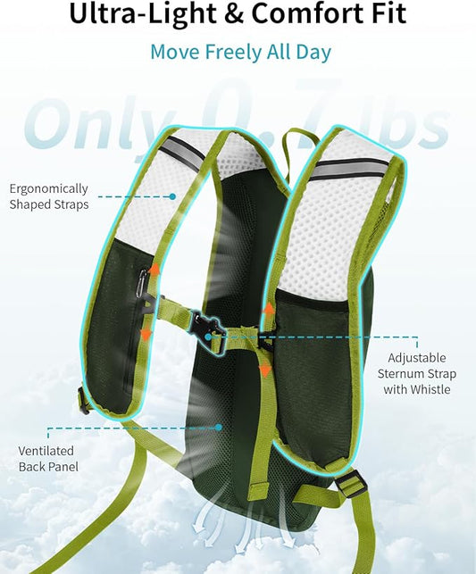 ECOHUB Hydration Backpack with 2L Water Bladder, Lightweight Running Hydration Pack for Men Women, Breathable Hiking Cycling Backpack for Outdoor Sports Marathon Travel
