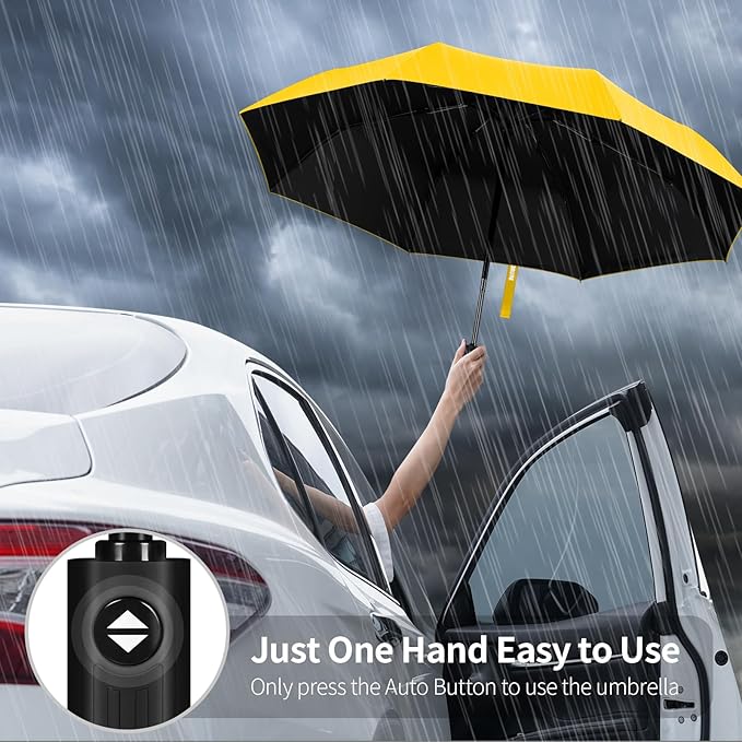 Yoobure Windproof Travel Umbrella - Automatic Umbrellas for Rain, Compact Folding Umbrella with UV Protection, Lightweight Portable Design for Backpack/Walking/Car, Sun & Storm Ready