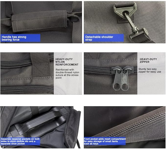 Gym Bag Duffle Bags for Men Women with Shoes Compartment Sport Weekend Travel Overnight Carry On Bag for Tactical Military Travel Work Out Bags (Grey)