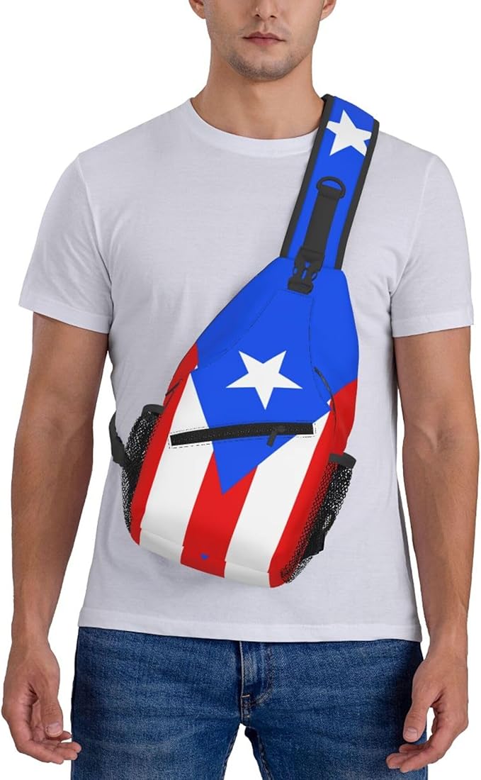 GJXFLSY Puerto Rico flag Sling Backpack Crossbody Bag Casual Chest Bags Travel Hiking Daypack Shoulder Bag for Women Men
