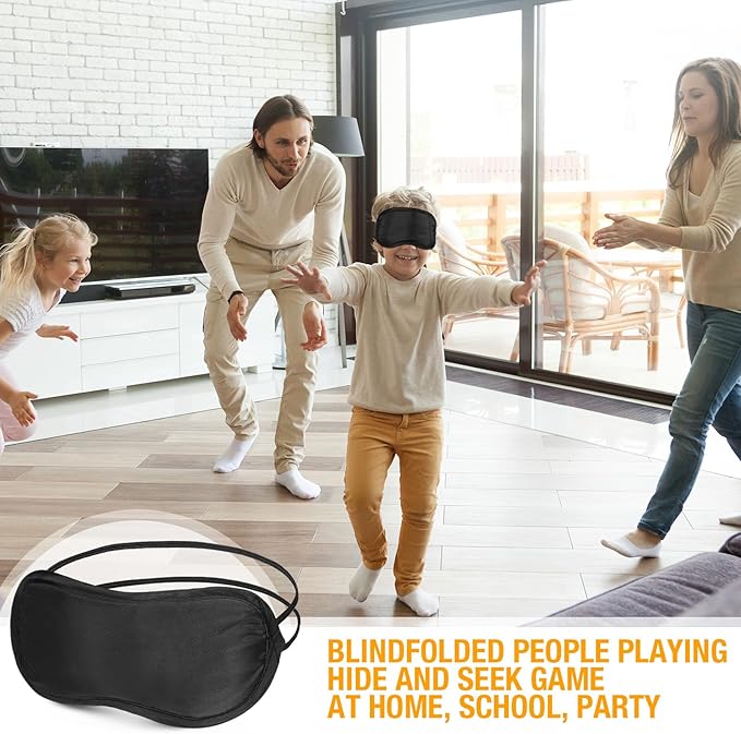 Tarpop 200 Pcs Eye Mask Sleeping Blindfold Eye Cover with Adjustable Strap for Games Party Team Building Travel Individually Wrapped Sleep Mask for Women Men(Black)