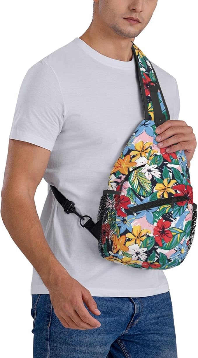 Hawaii Tropical Palm Sling Backpack Crossbody Bag Casual Chest Bags Travel Hiking Daypack Shoulder Bag for Women Men