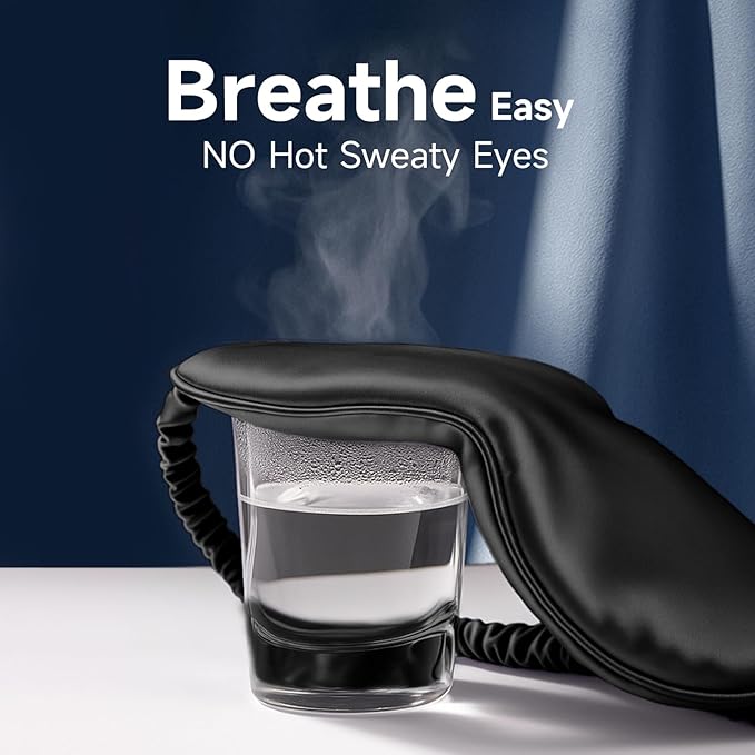 Umisleep Sleep Mask for 100% Pure Mulberry Silk, 22 Momme 6A Soft Eye Masks for Sleep, Adjustable Sleep Masks for Women Men, Light Blocking Sleeping Mask, Silk Eye Mask for Sleeping, Blindfold, Black