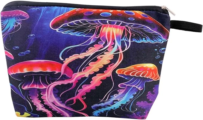 Cute Animal Lovers Gifts Tropical Jellyfish Cosmetic Bag Makeup Pouch with Zipper (jellyfish)