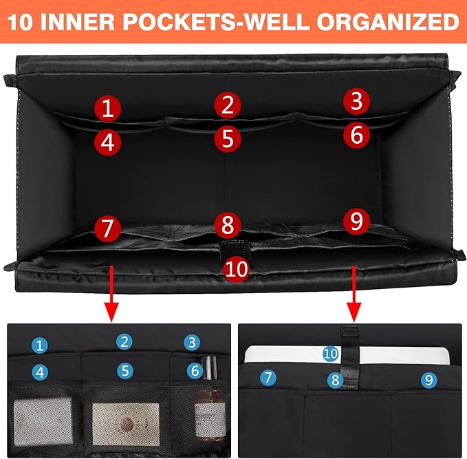 IBFUN Utility Tote Bag with 14/24 Pockets Zip Top Teacher Tote Bag for Teacher/Work Women