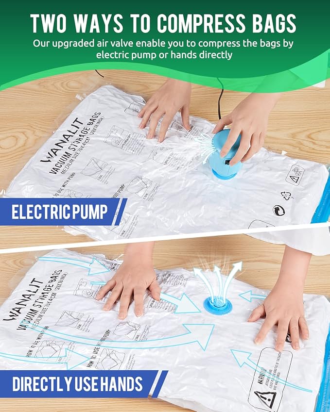 Vacuum Storage Bags with Electric Pump, 10 Pack Jumbo Size（40"x28"） Reusable Compression Space Saving Bag for Clothes, Bedding, Mattress, Blankets, Pillows, Comforters, Travel, White