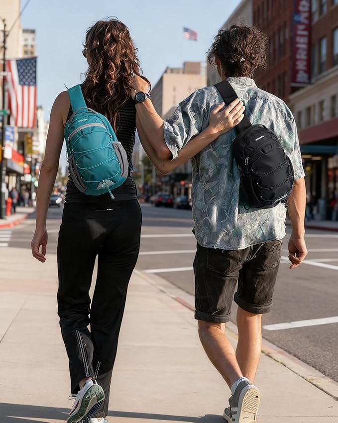 WATERFLY Small Crossbody Sling Bag: RFID Blocking Anti Theft Sling Backpack Chest Bag Travel Hiking Daypack Man Woman