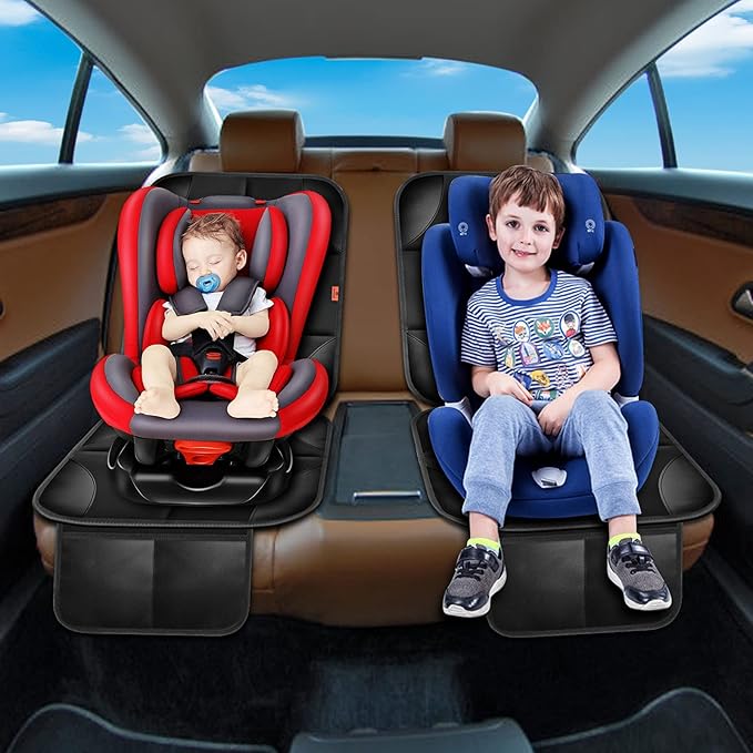XHYANG Car Seat Protector 1 Pack Car Seat Cushion Mat Thickest Padding,Waterproof 600D Fabric Car Seat Covers for Non-Slip Backing Mesh Pockets for Baby and Pet (Gray, 2 Pcs)