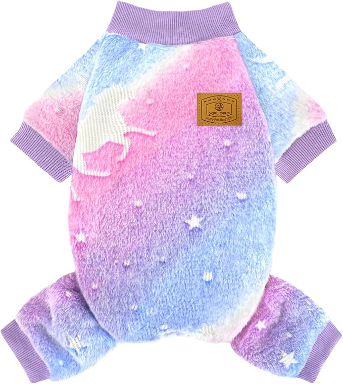 XPUDAC Dog Sweater Glows in The Dark Fleece Pajamas for Small Medium Dogs Girl Boy Puppy Clothes for Halloween Christmas Winter(X-Large)