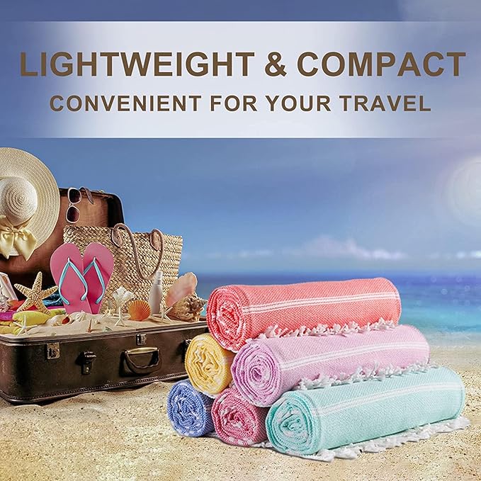 Genovega 2 Packs Cotton Turkish Beach Towels Oversized Soft Absorbent Quick Dry Sand Free Extra Large Big Men Women Bath Lightweight Thin Long Wide Sandless Fast Drying…