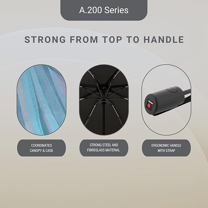 Knirps A.200 Medium Duomatic Windproof Umbrella for Adults – Automatic Open Close 38.5" Canopy, Travel Case Included