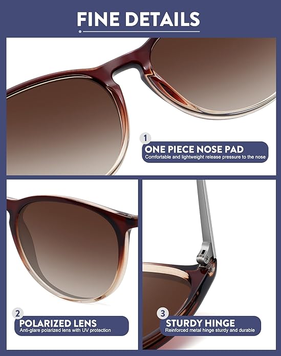 Retro sunglasses womens 2024 trendy round classic glasses