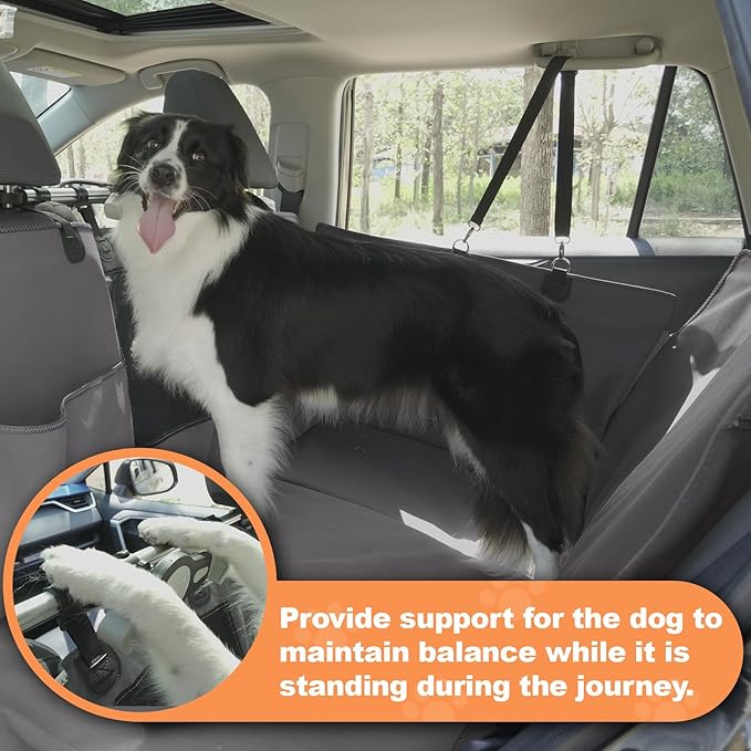 Furri&Me Dog Car Seat Cover, Back Seat Cover for Dogs Pet Car Seat Protector 400lbs Capacity Waterproof Non-Slip Bench Hard Bottom Car Seat Cover for Most Cars Trucks SUVs(Gray)