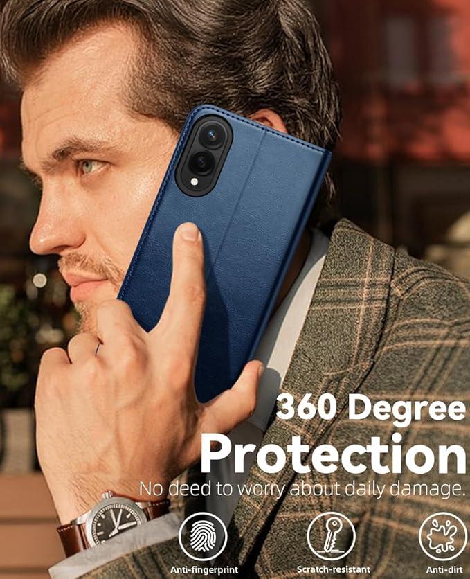 OCASE Compatible with Galaxy S25 Edge Wallet Case, PU Leather Flip Folio Case with Card Holders RFID Blocking Kickstand [Shockproof TPU Inner Shell] Protective Phone Cover 2025, Blue