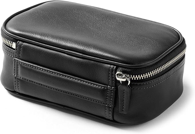 Leatherology Black Onyx Leatherology Small Travel Organizer - Zipped mesh storage pocket, elastic loops for organization, compact travel size