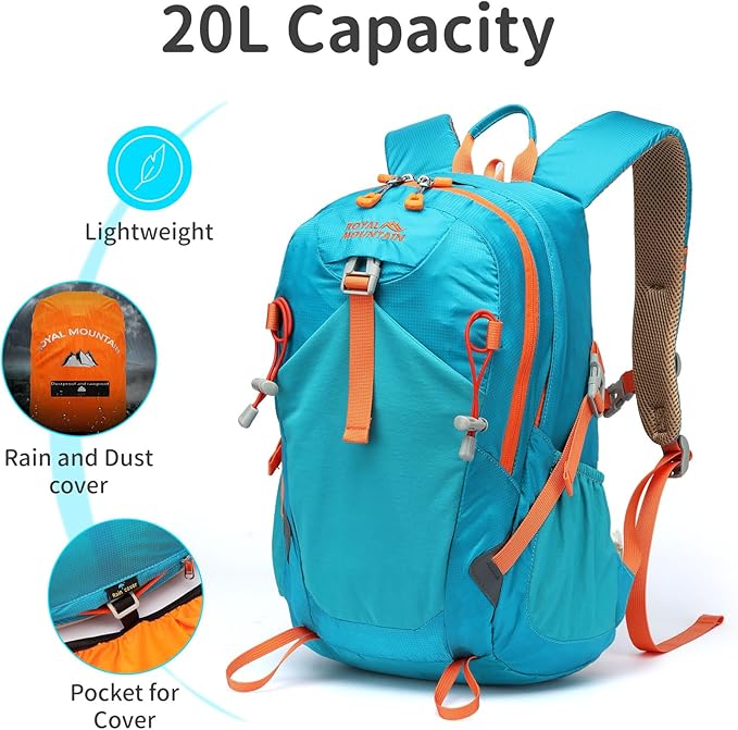 Small Hiking Backpack, 20L Lightweight Travel Backpacks For Men Women, Water Resistant Outdoor Day Pack, Ultralight Camping Daypack Backpacks, Durable Hiking Backpack Fit For Camping.(With Rain-cover)