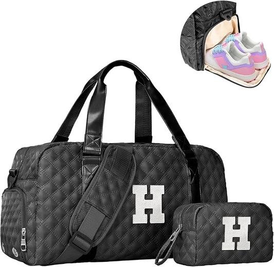 Elilier Duffel Bag, Girls Gift Bag Teens, Initial Travel Duffel Bag, Personalized Weekender Bag, Monogram Overnight Bag Gift for Grandmother,Tween Girls Gifts Daughter Gifts Niece Gifts, Mothers Gifts
