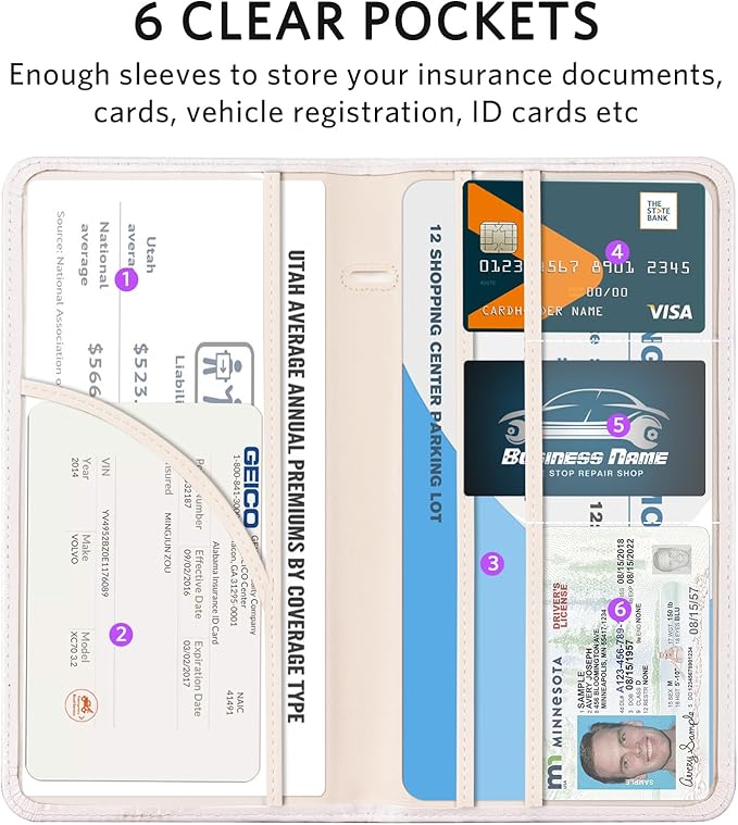 CoBak Car Registration and Insurance Holder - Vehicle Glove Box Car Organizer,Auto Truck Comparment Accessories Case with Magnetic Closure for Essential Document,Driver License,Cards