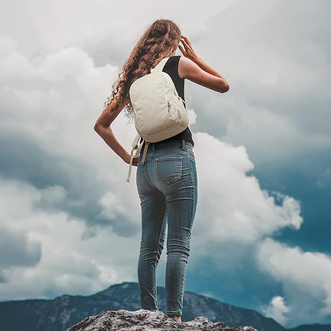 G4Free 15L Hiking Backpack, Bookbag for Students, Lightweight Water Resistant Daypack for Travel School College Women Men (Beige)