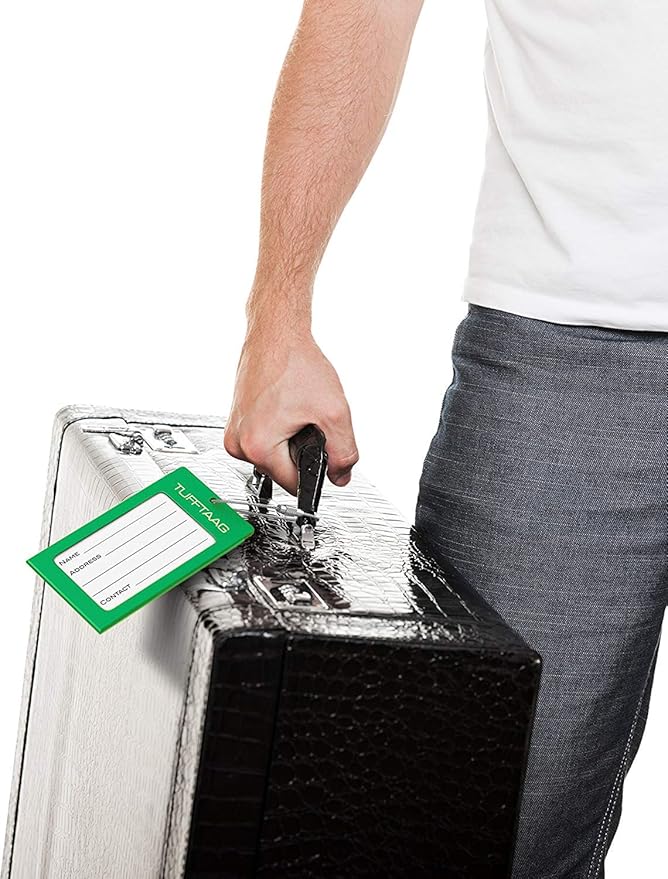 Luggage Tags Business Card Holder by TUFFTAAG - Durable Travel ID Bag Tag in Multiple Color Options, Perfect for Suitcases, Backpacks, and Carry-Ons, Easy Identification, Secure and Stylish