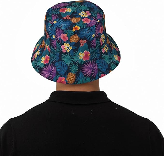 Unicorn and Pink Flower Fisherman Hat Summer Foldable UV Protection Sun Hat