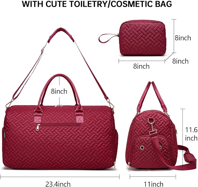 Duffle Bag for Travel, Weekender Bag with Shoe Compartment, Carry On Overnight Bag for Women with Toiletry Bag, Gym Bag with Wet Pocket, Hospital Bags for Labor and Delivery Beige