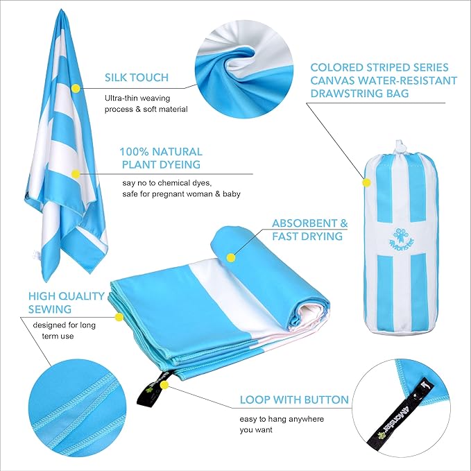 4Monster Microfiber Beach Towel Quick Dry,Super Absorbent Lightweight Travel Towel for Swimmers, Sand Free Camping Towel, Beach Towels for Pool,Swim,Water Sports,Yoga