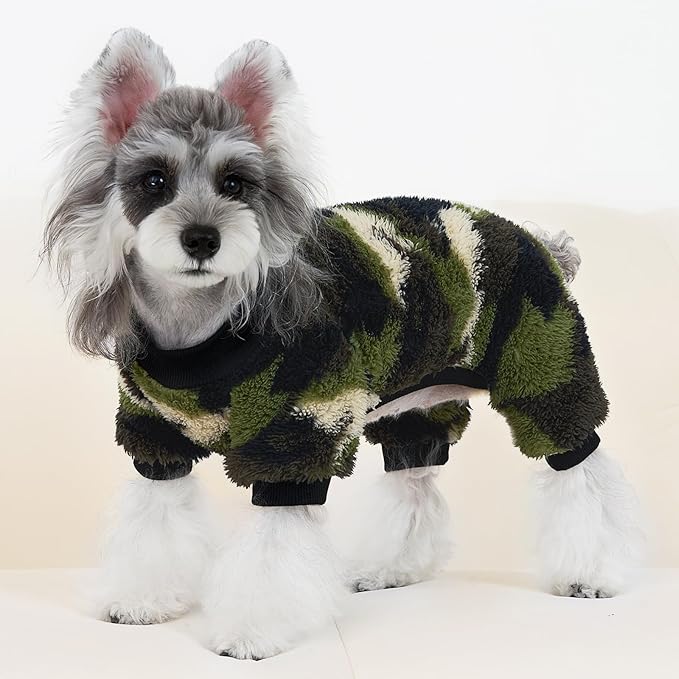 XPUDAC Dog Sweater, Dog Winter Clothes for Small Medium Dogs Girl Boy Fleece Doggy Pajamas for Winter Christmas, Camouflage, XX-Large