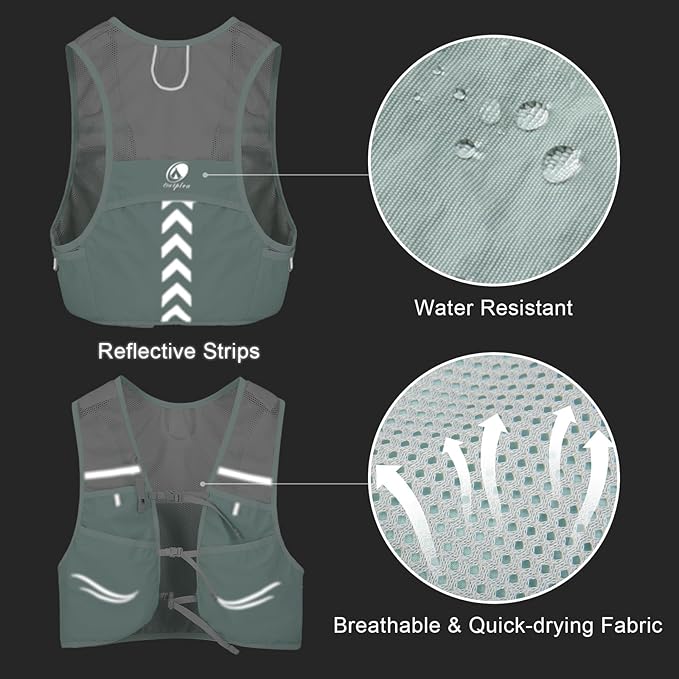 Running Vest for Men with 2 pcs 500ml Water Bottle, Hydration Vest for Running Women, Lightweight Runner Water Vest