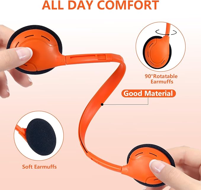 Kids Headphones Bulk 10 Pack for School Classroom Student Children Boys Girls Teen and Adult,Class Set of Headphones for Students Computer 3.5mm Jack (10 Mixed Colors)
