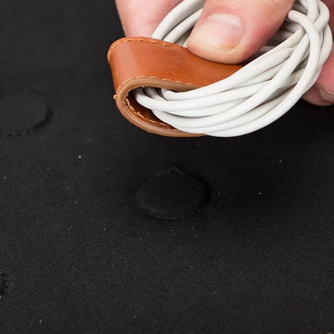 Medicine Handmade Leather Cable Organizer Bag – Full-Grain Leather Travel Tech Case for Cords, Chargers & Accessories – Zippered Storage for Men & Women (Tan)