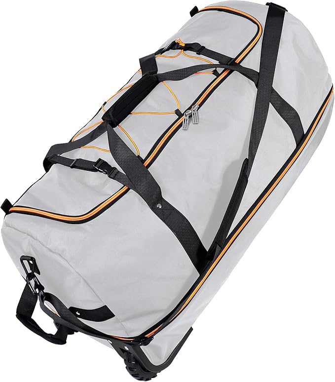110L Expandable to 140L 32” Foldable Oxford Soft-Sided Rolling Duffle Bag with 2 Heavy-Duty Wheels,3 Large Compartments,Adjustable Shoulder Strap and Attached Organizer Pouch,Grey