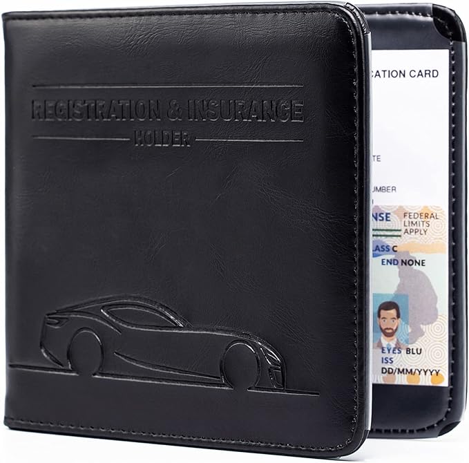 CANOPUS Car Registration and Insurance Holder, Magnetic Closure, Embossed Card Document Holder, Vehicle Glove Box Organizer, Wallet for Auto, SUV, Motorcycle, Truck, Waterproof, Car Model