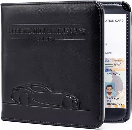CANOPUS Car Registration and Insurance Holder, Magnetic Closure, Embossed Card Document Holder, Vehicle Glove Box Organizer, Wallet for Auto, SUV, Motorcycle, Truck, Waterproof, Car Model