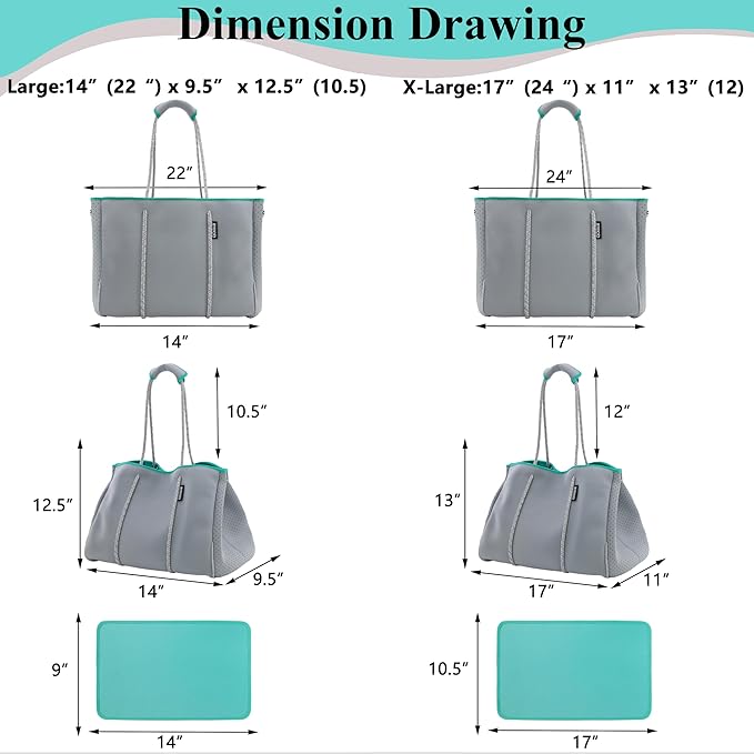 QOGiR Neoprene Multipurpose Beach Bag Tote with Inner Zipper Pocket … … … …