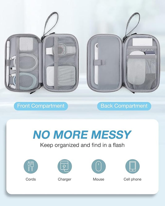 BAGSMART Electronic Cord Cable Organizer Travel Bag Case, Double Layers Tech Electronic Bag, Essentials for Charger, Cable, Phone, Flash drive, Gray