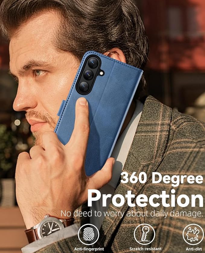 OCASE Compatible with Galaxy S25 FE Wallet Case, PU Leather Flip Folio Case with Card Holders RFID Blocking Kickstand [Shockproof TPU Inner Shell] Protective Phone Cover 2025, Light Blue
