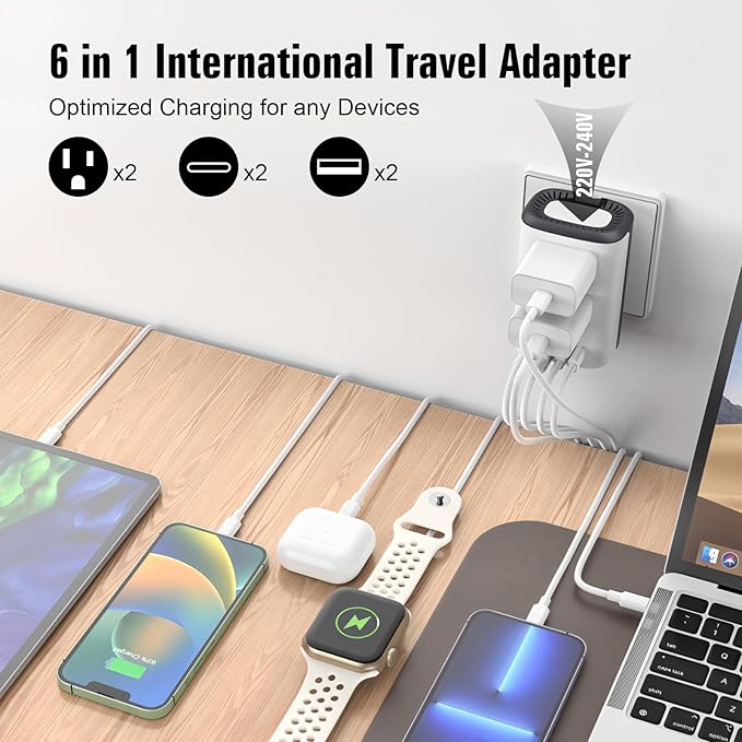 Voltage Converter Us to Europe, 220v to 110v Power Converter Combo, European Plug Converter 2300w Travel Adapter Worldwide, Step Down European, Travel Adapter Worldwide.