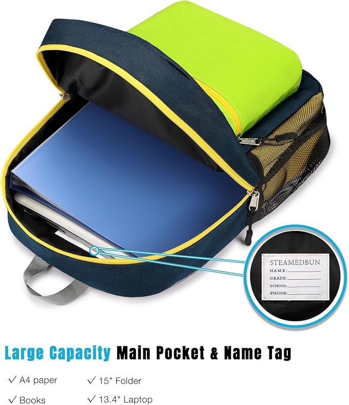 STEAMEDBUN Kids Backpack for Boys,Kindergarten Backpack for Toddler Boys Age 3-6