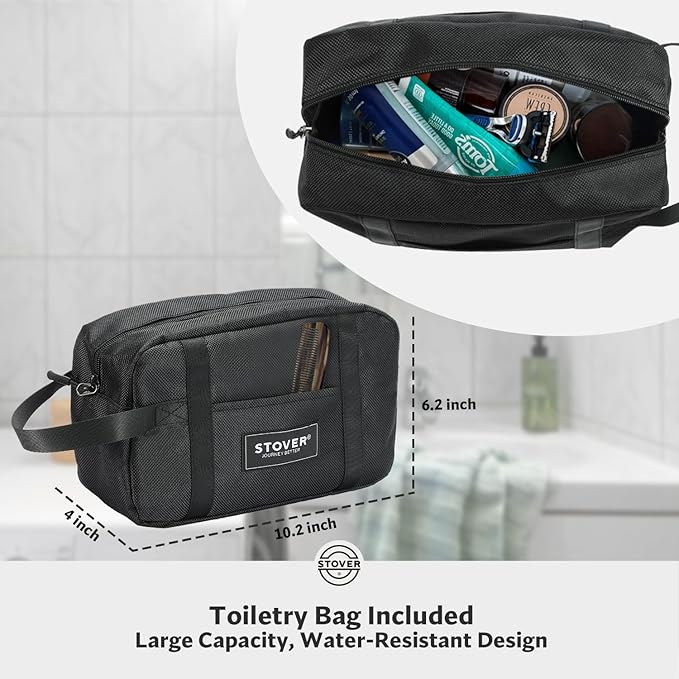 STOVER 80L Rolling Duffel Bag with Wheels, Large 31 Inch Durable Travel Duffle + Toiletry Bag, Heavy Duty, Packable, Foldable w/Shoulder Straps- Use as Luggage or Backpack, Men/Women (Blue)