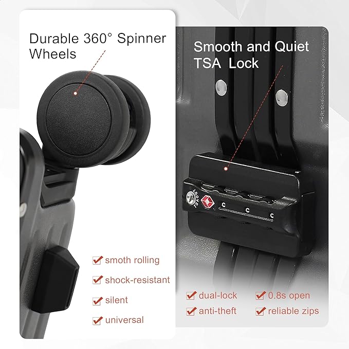 Carry On Luggage 22x14x9 Airline Approved Aluminum Frame, 20 Inch Hard Shell Carry On Luggage, Suitcase Carry-on Zipperless Luggage, TSA Approved (Grey)