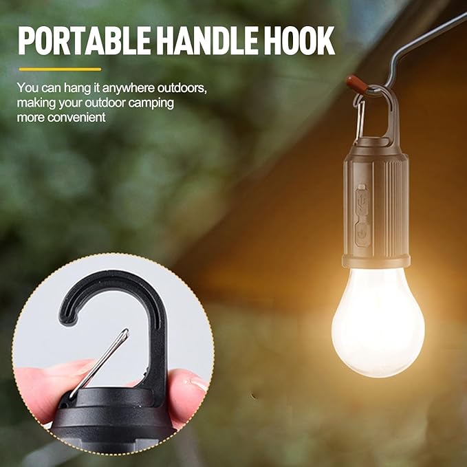 MODOAO Solar Tent Lights USB Rechargeable Led Camping Lantern ,Outdoor Hanging Light Bulbs with Clip Hook for Camping, Christmas, Decorations, Emergency,Flashlight (1pcs) (1)