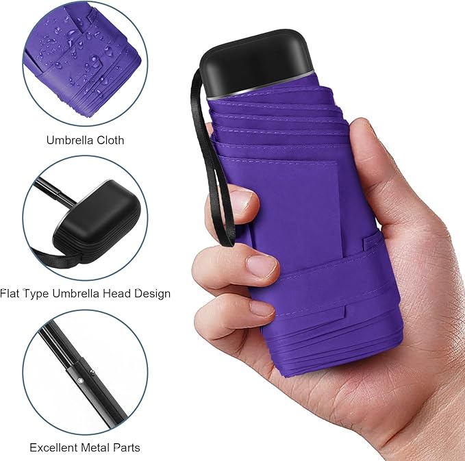 LEAGERA Compact Travel Umbrella with Case - Mini Umbrella for Purse, Small Lightweight &Tiny Design Perfect for Parasol Outdoor Sun&Rain Umbrellas