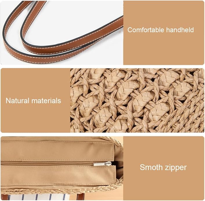 Straw Beach Bags for Women Woven Beach Tote Bag Casual Boho Large Shoulder Handbags Purse for Vacation Holiday